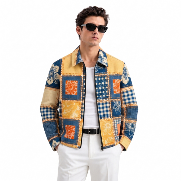 Art Patch Denim Printed Shacket