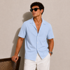 SATIN- SKY BLUE CUBAN SHIRT